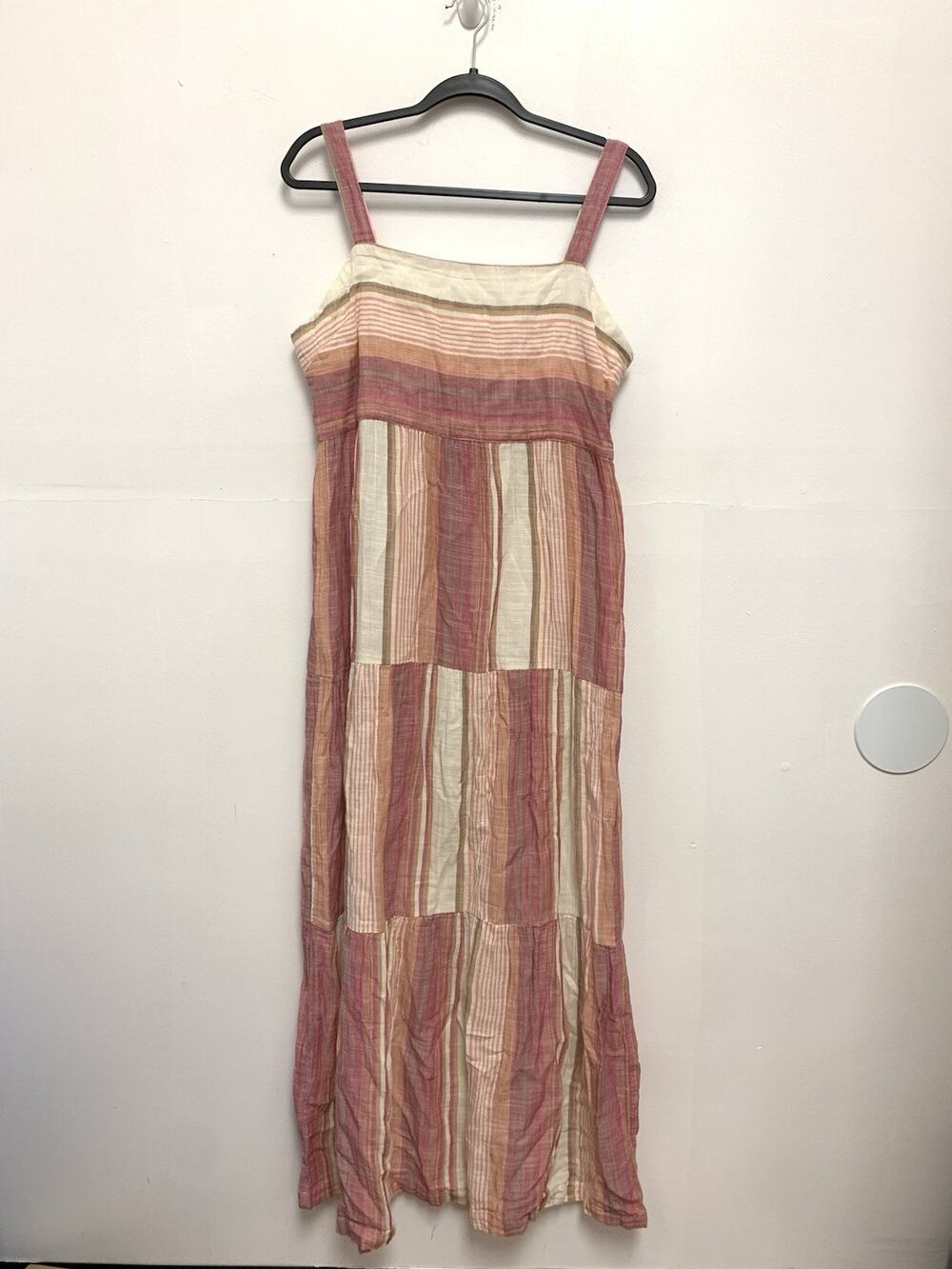 Faherty Sarah Tiered Maxi Dress Oia Stripe Size Large Women’s Dress Cotton